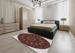Patterned Red Novelty Rug in a Bedroom, pat822