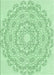 Machine Washable Transitional Mint Green Rug, wshpat823grn