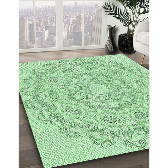 Patterned Mint Green Rug in Family Room, pat823grn