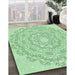 Machine Washable Transitional Mint Green Rug in a Family Room, wshpat823grn