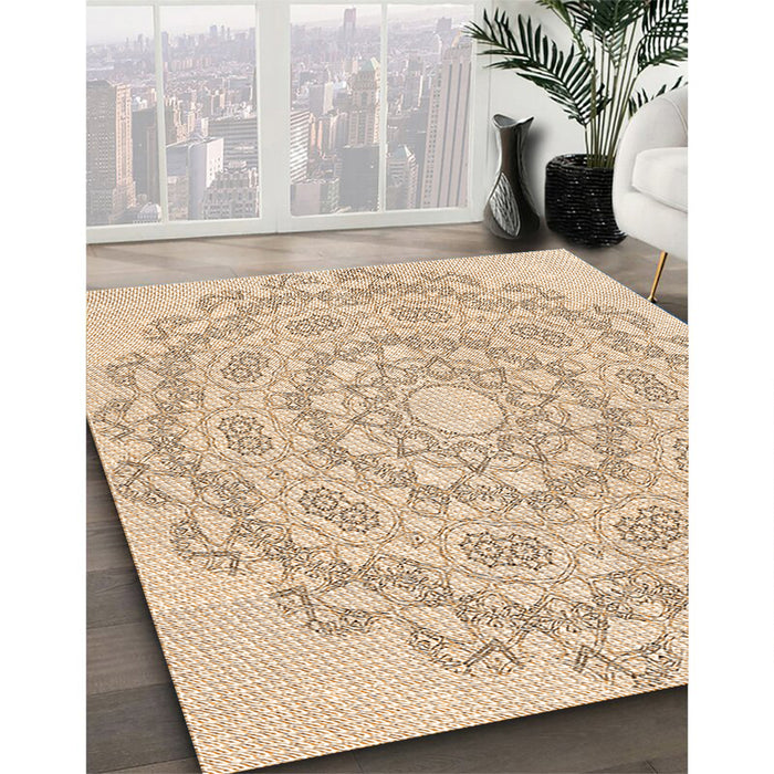 Patterned Peru Brown Rug in Family Room, pat823org