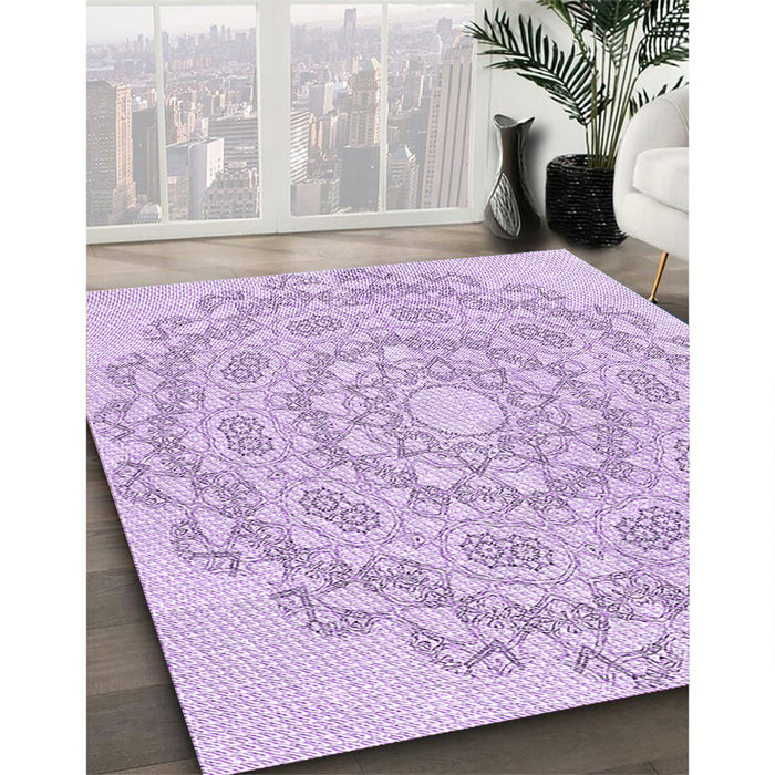 Patterned Purple Rug in Family Room, pat823pur