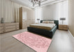 Round Machine Washable Transitional Light Rose Pink Rug in a Office, wshpat823rd