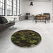 Round Patterned Midnight Gray Rug in a Office, pat824brn