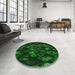 Round Patterned Green Rug in a Office, pat824grn