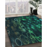 Patterned Teal Green Rug, pat824lblu