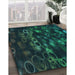 Patterned Teal Green Rug in Family Room, pat824lblu