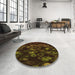 Round Patterned Dark Bronze Brown Rug in a Office, pat824org