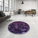 Round Patterned Deep Purple Rug in a Office, pat824pur