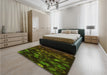 Patterned Olive Green Rug in a Bedroom, pat824yw