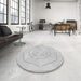 Round Patterned Platinum Gray Rug in a Office, pat825gry