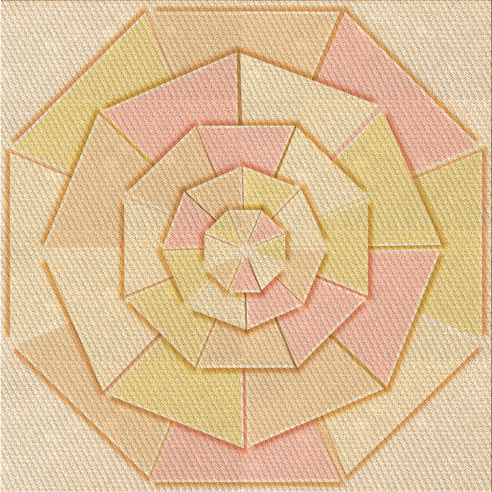 Round Patterned Orange Rug, pat825org