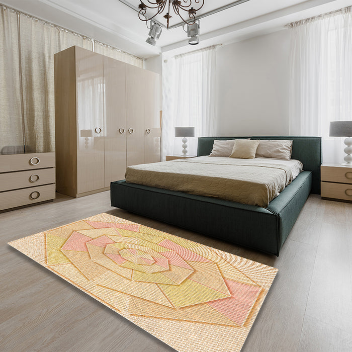 Patterned Orange Rug in a Bedroom, pat825org