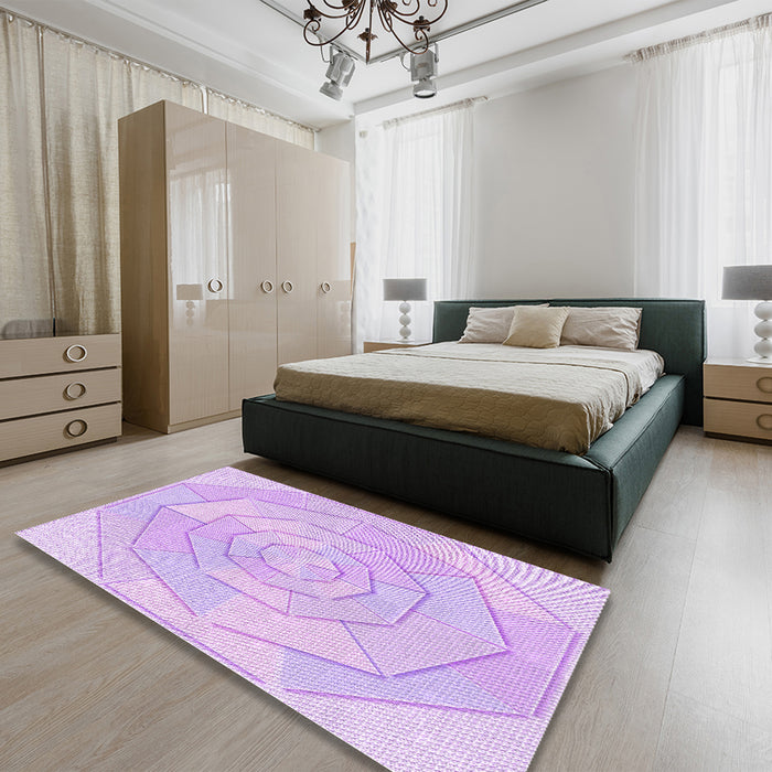 Patterned Purple Rug in a Bedroom, pat825pur