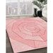 Patterned Pastel Red Pink Rug in Family Room, pat825rd