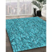 Patterned Dark Cyan Green Rug in Family Room, pat826lblu