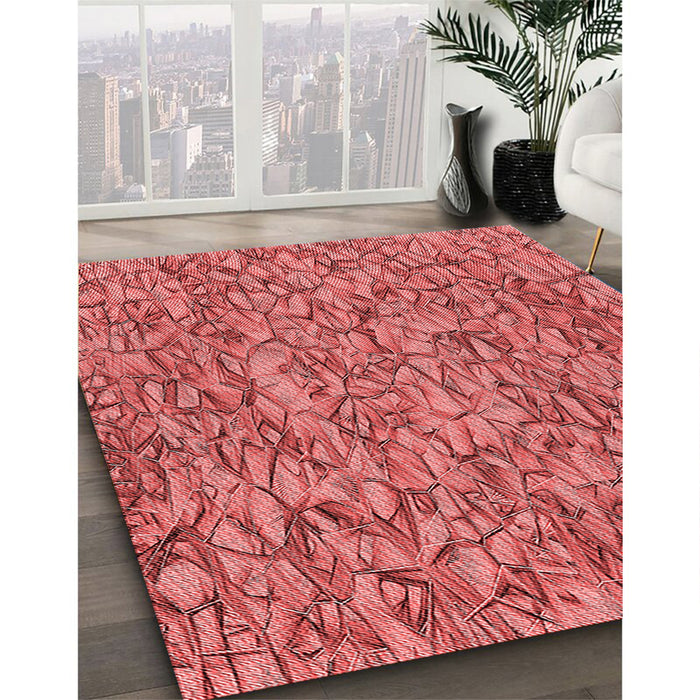 Patterned Red Rug in Family Room, pat826rd