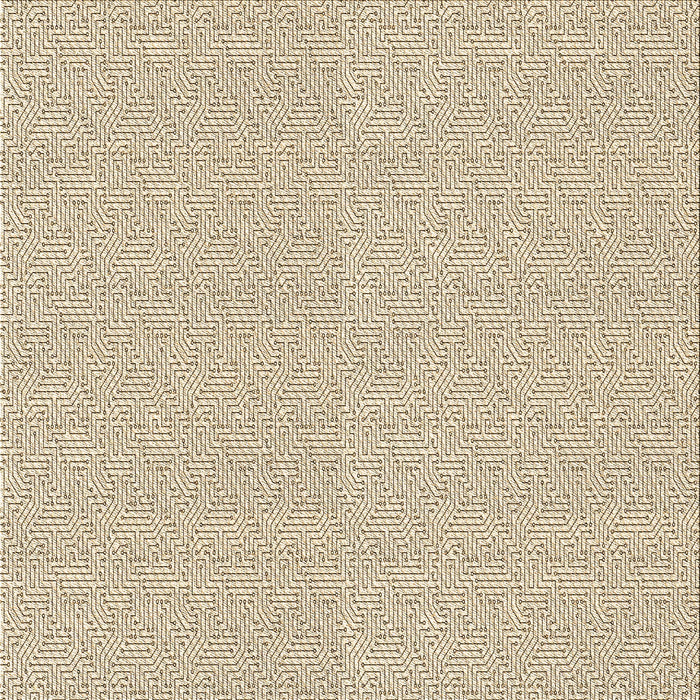 Round Patterned Vanilla Gold Rug, pat827brn