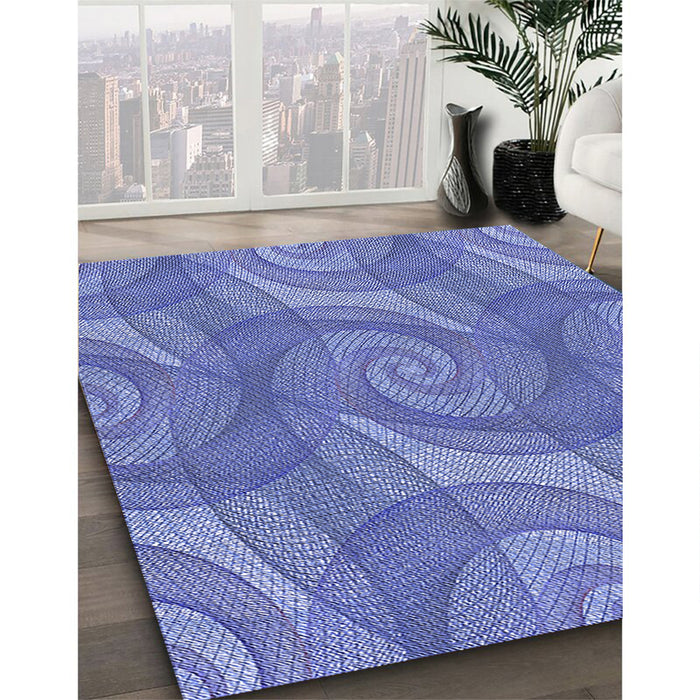 Patterned Sky Blue Rug in Family Room, pat829blu