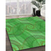 Patterned Neon Green Rug in Family Room, pat829grn