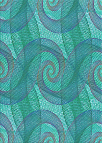 Machine Washable Transitional Dark Cyan Green Rug, wshpat829lblu