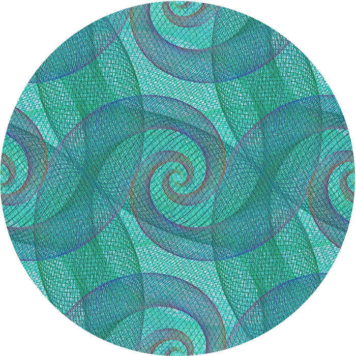 Square Patterned Dark Cyan Green Rug, pat829lblu