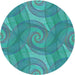 Square Patterned Dark Cyan Green Rug, pat829lblu