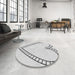 Round Machine Washable Transitional White Smoke Rug in a Office, wshpat82