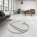 Round Patterned Off-White Novelty Rug in a Office, pat82