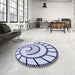 Round Patterned Lavender Blue Rug in a Office, pat83blu