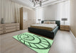 Patterned Mint Green Rug in a Bedroom, pat83grn