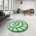 Round Patterned Mint Green Rug in a Office, pat83grn