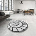 Round Patterned Platinum Gray Rug in a Office, pat83gry
