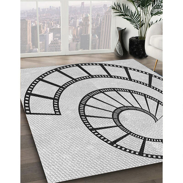 Machine Washable Transitional Platinum Gray Rug in a Family Room, wshpat83gry
