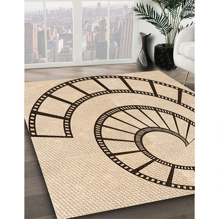 Machine Washable Transitional Copper Brown Rug in a Family Room, wshpat83org