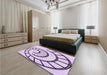 Round Machine Washable Transitional Purple Flower Purple Rug in a Office, wshpat83pur