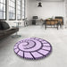 Round Patterned Purple Flower Purple Rug in a Office, pat83pur