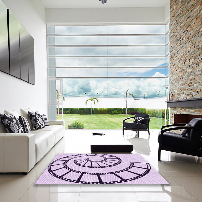 Square Patterned Purple Flower Purple Rug in a Living Room, pat83pur