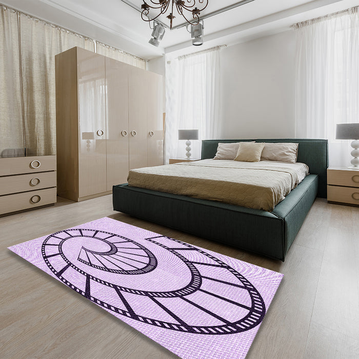 Patterned Purple Flower Purple Rug in a Bedroom, pat83pur