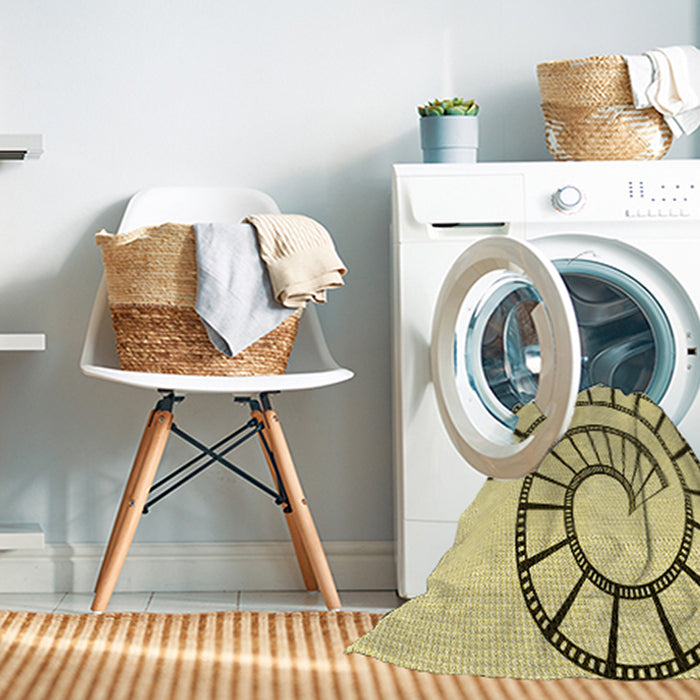 Machine Washable Transitional Sun Yellow Rug in a Washing Machine, wshpat83yw