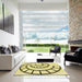 Machine Washable Transitional Sun Yellow Rug in a Kitchen, wshpat83yw