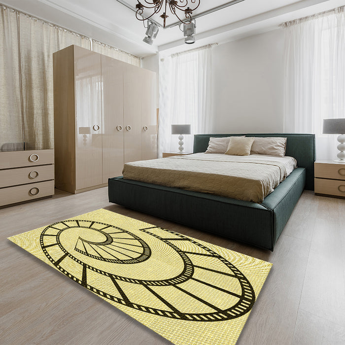 Patterned Sun Yellow Rug in a Bedroom, pat83yw