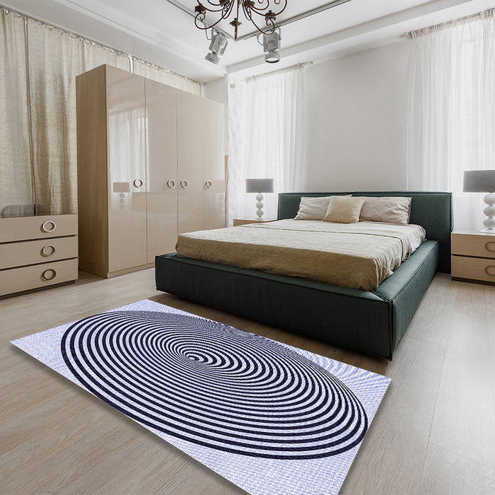 Patterned Blue Rug in a Bedroom, pat830blu