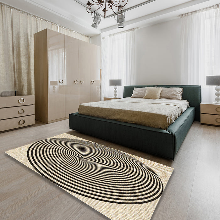 Patterned Milk Chocolate Brown Rug in a Bedroom, pat830brn