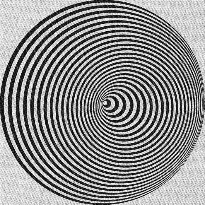 Round Patterned Dark Gray Black Rug, pat830gry