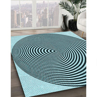 Patterned Medium Teal Green Rug, pat830lblu