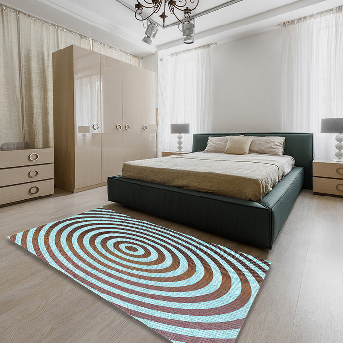 Patterned Blue Rug in a Bedroom, pat831lblu