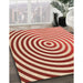 Patterned Neon Red Rug in Family Room, pat831org