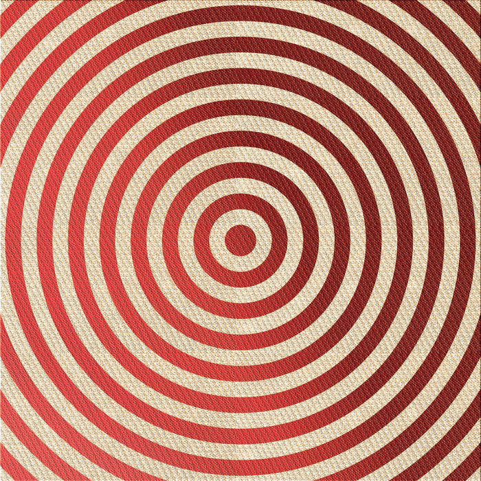 Round Patterned Neon Red Rug, pat831org