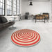 Round Patterned Neon Red Rug in a Office, pat831org